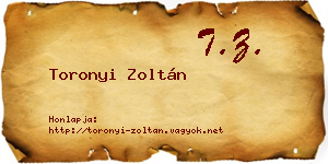 Toronyi Zoltán névjegykártya